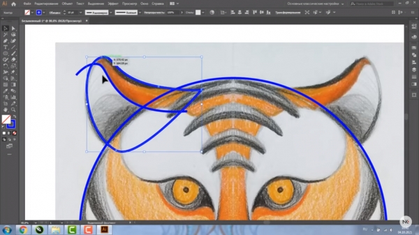 Рисунок тигра в программе Adobe Illustrator (28 минут видео)